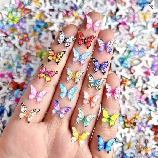 Multi Color Transparent Butterfly Nail Charms 3D - 60Pcs