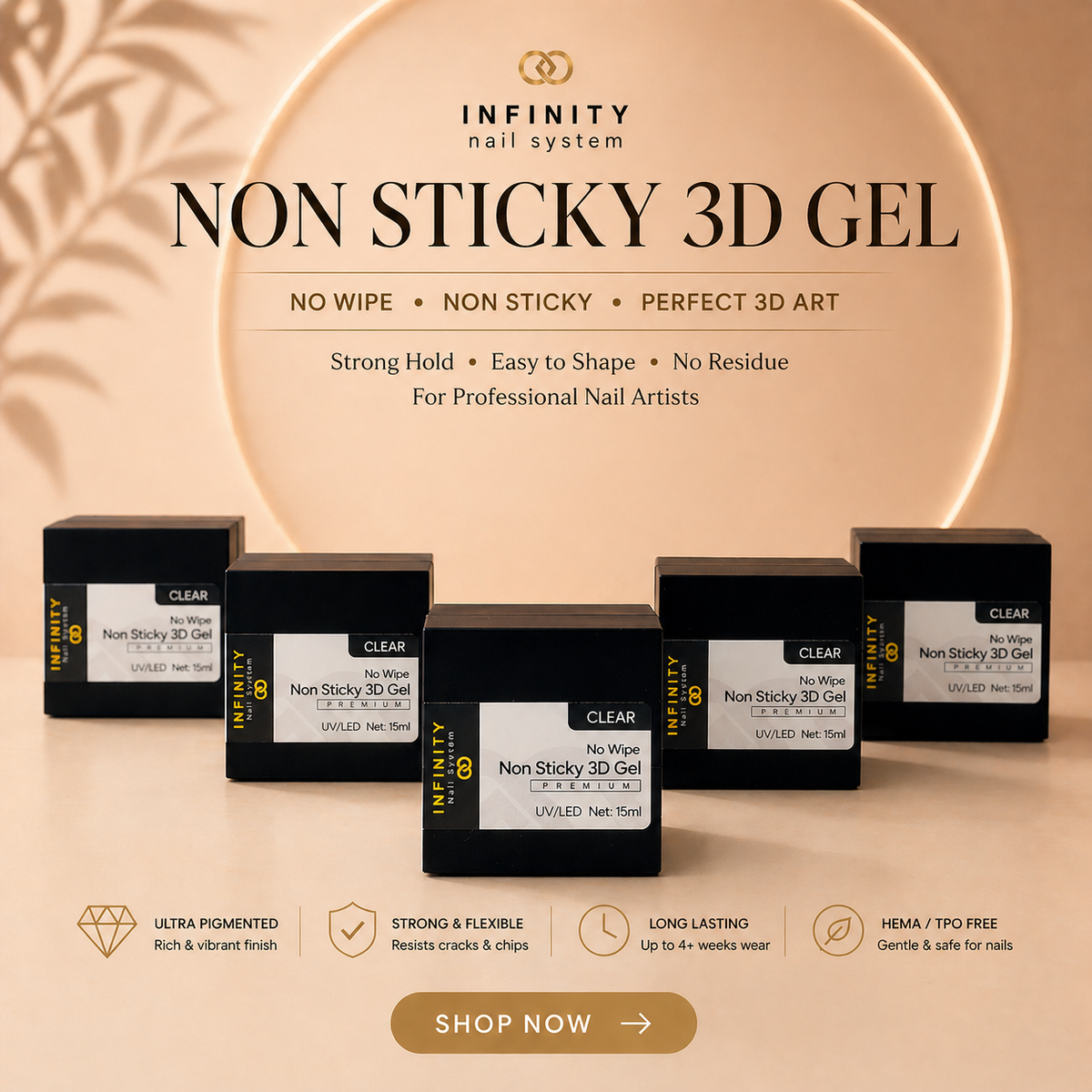 Infinity Nail System - No Wipe Non-Sticky 3D Gel (White) (1pcs)