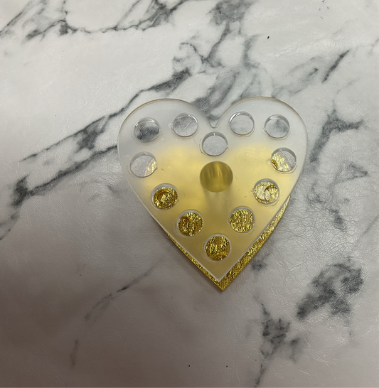 Nail Brush 12 Holes Nail Brush Holder Heart Shape (Gold)