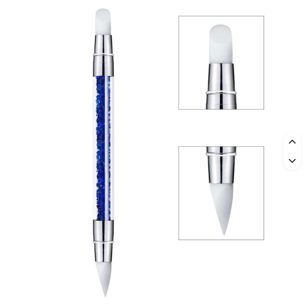 Nail Art Silicone Pen Brushes, Silicone Nail Art Acrylic Pen Brushes, Rhinestone Handle Double-Ended (Set of 5Pcs)