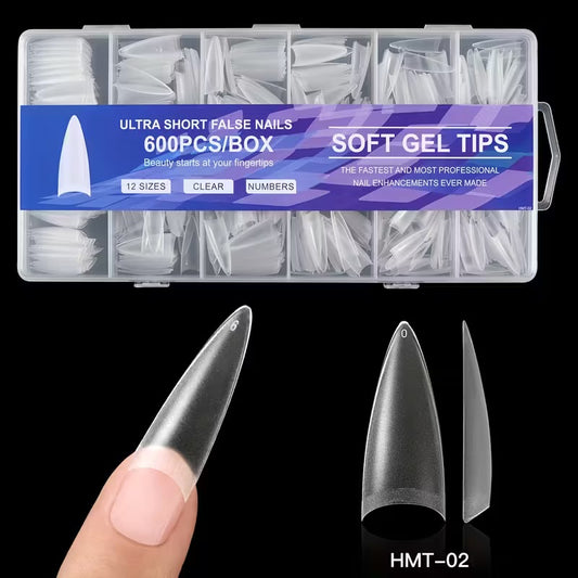 Soft Gel Tips (600pcs) Stiletto