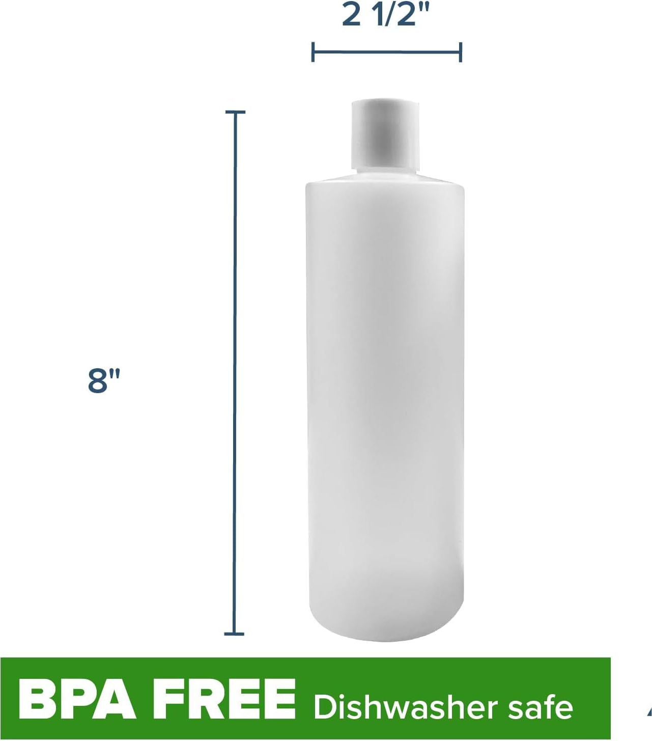 Plastic Squeeze Bottles 16-Ounce with Caps (White)