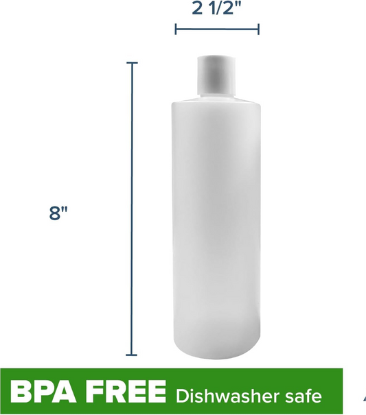 Plastic Squeeze Bottles 16-Ounce with Caps (White)