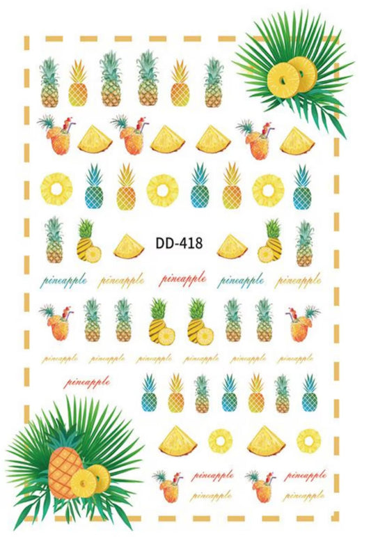 Summer Nail Decal Stickers DIY Nails Pineapple Palm Tree Leaves (DD-418)