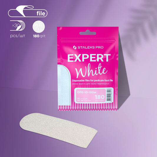 Staleks Pro-Disposable white files for pedicure grater EXPERT 10 180 grit (30 pcs)