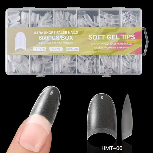 Soft Gel Tips (600pcs) Ultra Short Almond