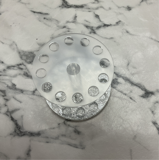 Nail Brush 12 Holes Nail Brush Holder Round Shape (Silver)