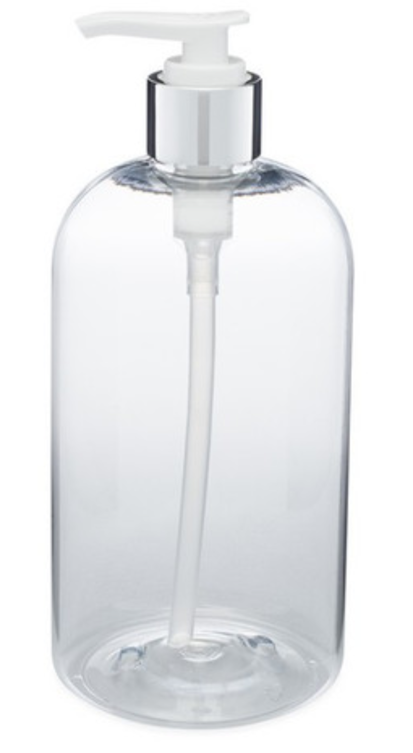 16 oz Clear Boston Round & Lotion Pump