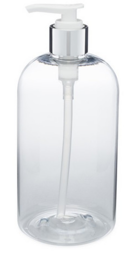 16 oz Clear Boston Round & Lotion Pump