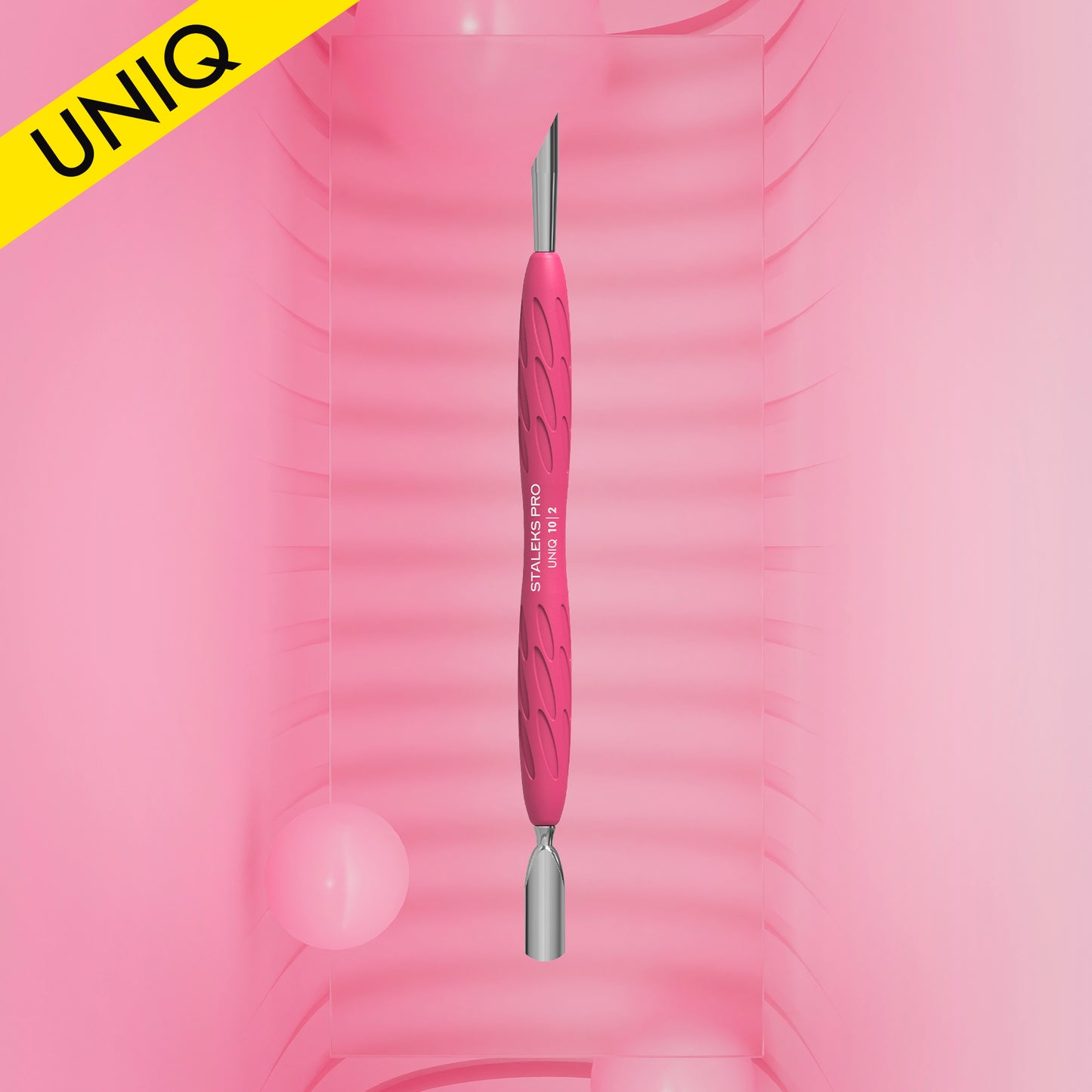Staleks-Manicure Pusher Gummy With Silicone Handle UNIQ 10 TYPE 2 (Rounded Narrow And Beveled Pusher)