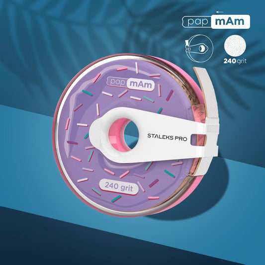 Staleks Pro-Disposable White Abrasive Tape PapmAm EXPERT In A Plastic Case (ATC-240w)