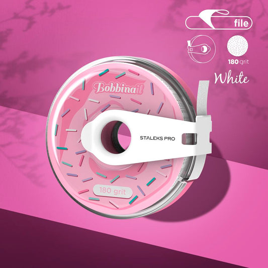 Staleks Pro-Disposable white abrasive tape EXPERT 180 grit in a plastic case