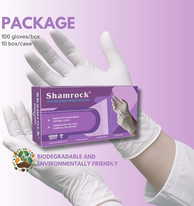 Shamrock - Latex industrial Powder free gloves - (Size-Small) - 100pcs/box
