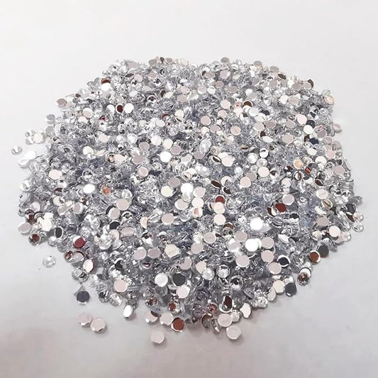Beads Stone or Rhinestone for Art & Craft, Jewellery Making, Bangles, Embroidery & DIY Works (100 Pieces) (White)