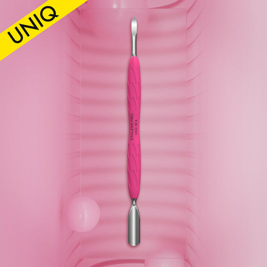 Staleks-Manicure Pusher Gummy With Silicone Handle UNIQ 10 TYPE 6 (Rounded Wide Pusher And Nail Cleaner)