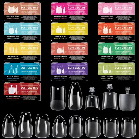 Soft Gel Tips (Short Square) (600pcs)
