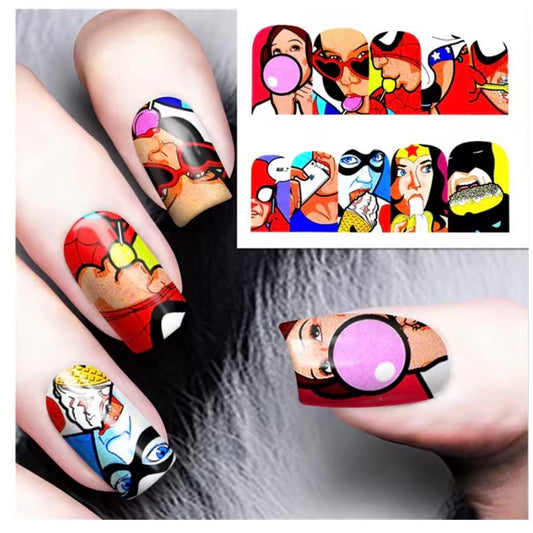 Pop Nail Art Stickers Full Wraps Water Transfer Nail(BN-355)