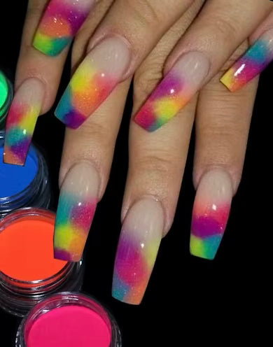 Neon Pigment Powder Fluorescent Nail Glitter Set Shinny Ombre Chrome Dust DIY Gel Polish Manicure For Nails Art Decoration