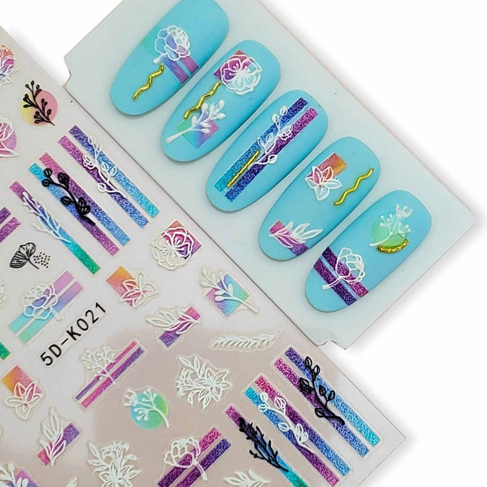 5D Floral Nail Art Sticker Self-Adhesive Decal(5D-K021)