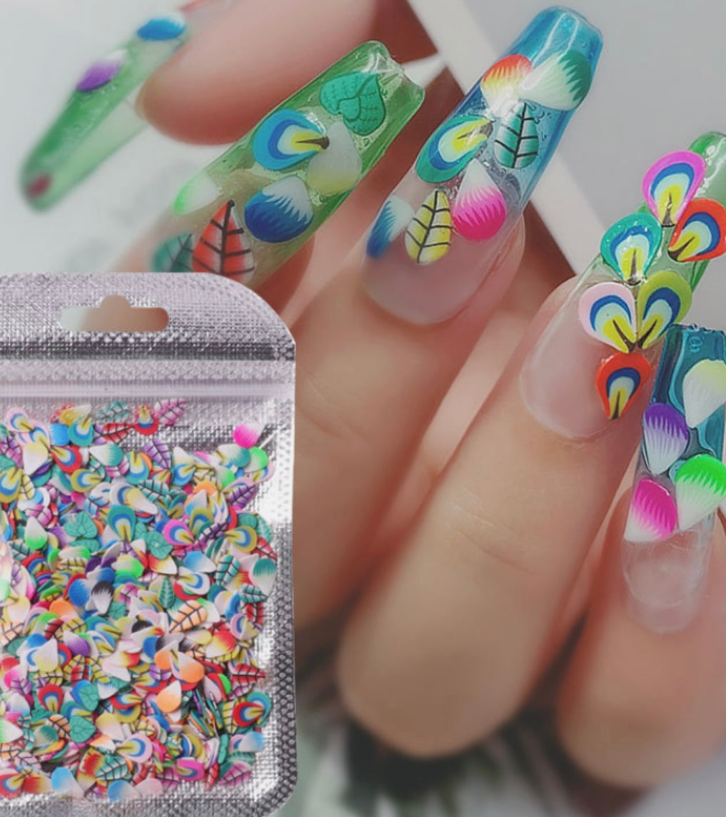 Set 3D Polymer Clay Tiny Leaf Slices Wheel Nail Art DIY Designs Wheel Nail Art Decorations