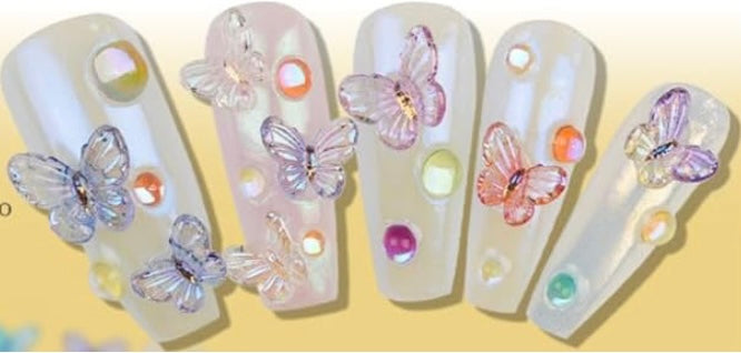 Butterfly Nail Charms - Colorful Nail Butterfly Charms with Tools- 12 Grid Resin Butterfly Nail Charms, Nail Art Supplies for Nails Jewelry Making DIY