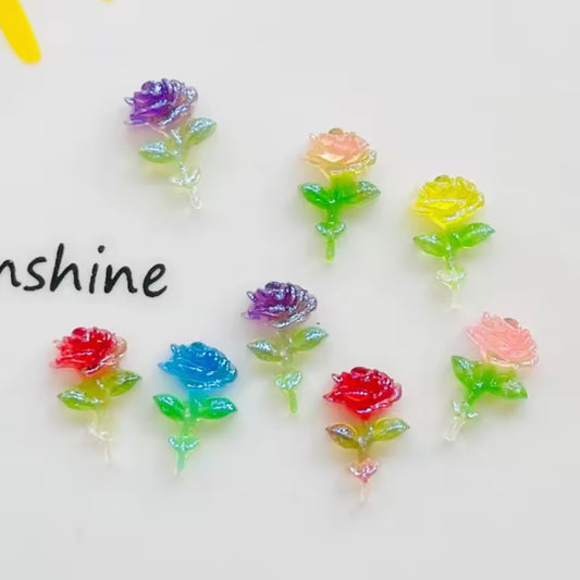 100 Pcs New Lovely Mini Kawaii Shiny Cartoon Roses Resin Scrapbook Diy Jewellery Manicure Accessories Decorate Craft