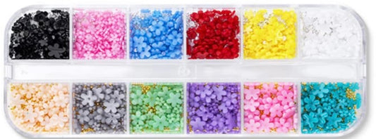 Flower Nail Charms 3D Flowers and Metal Caviar Beads Nail Art Decoration Five Petal Flower Pearl Acrylic Nail Art Stud Accessories for Women Girls DIY Manicures Crafting Decoration