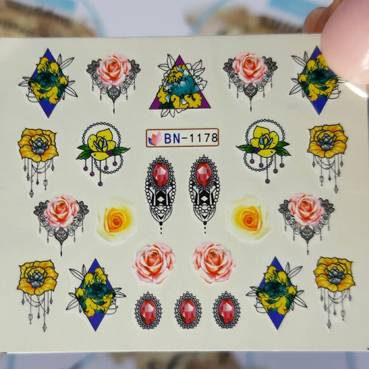 Mini Tattoo Flowers and Pendents-(BN1178)