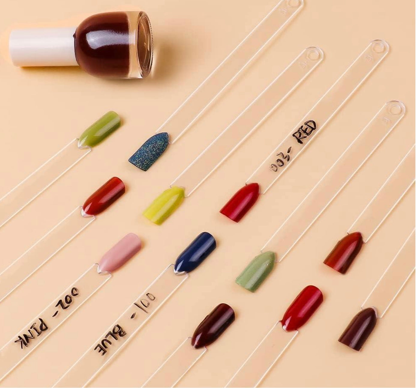 50PCS Nail Swatch Sticks Clear Fake Nail Display Sticks for Nail Polish Colour Display Clear Nail Sample Sticks Nail Art Tips Color Sticks for Nail Gel Polish Practice