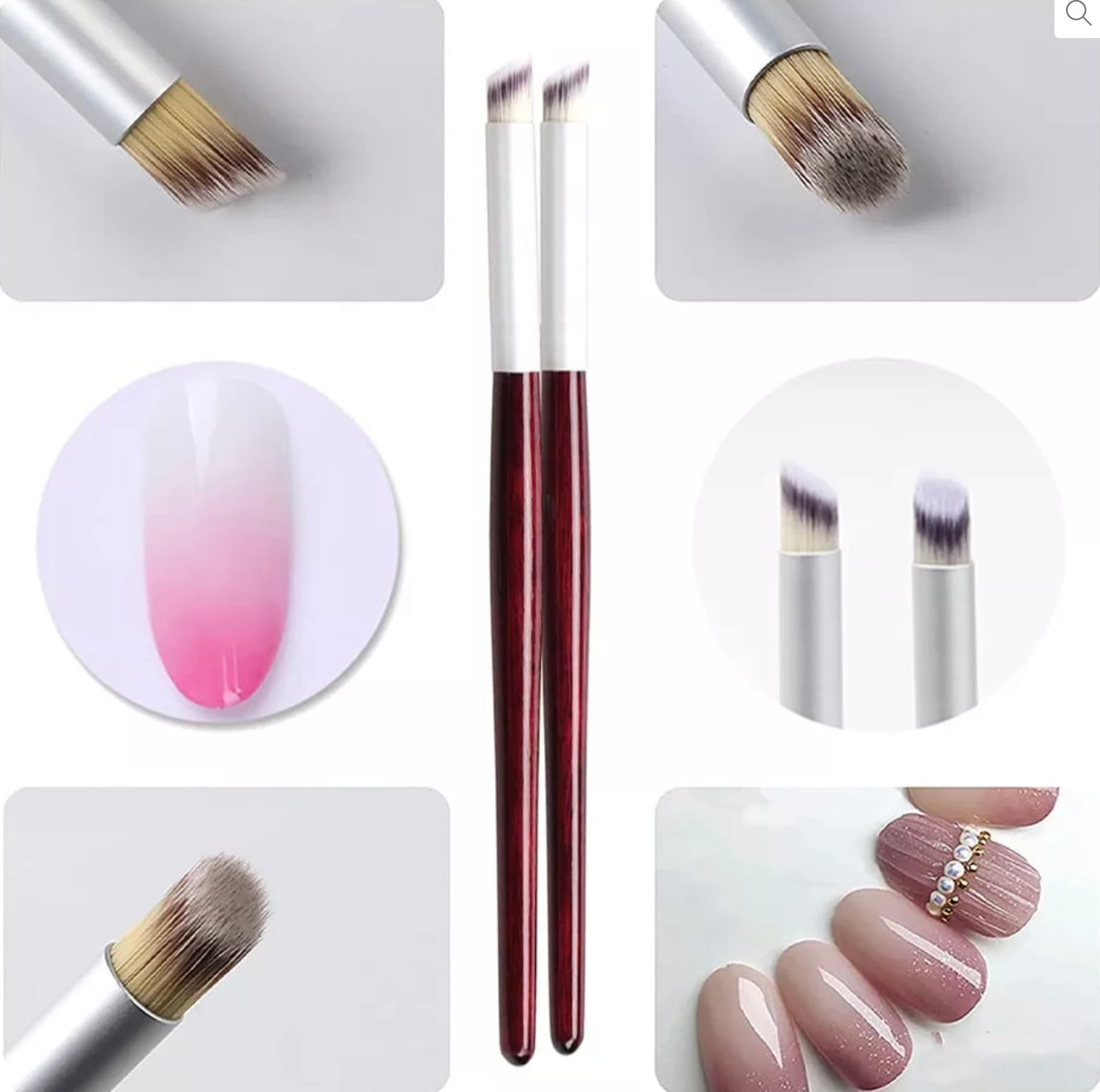 Nail Art Brush Pen Ombre Brush With Wooden Handle Nail Drawing Gradient Brush Uv Gel Design Builder Painting Pen