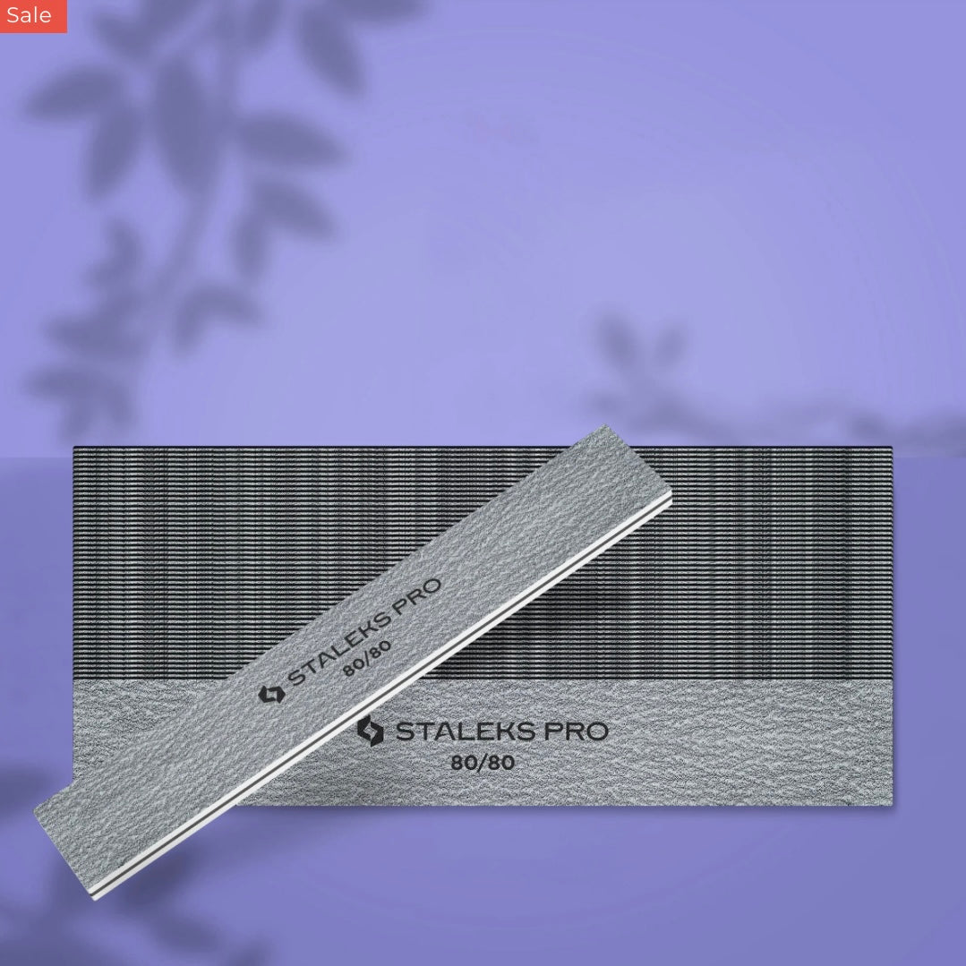 STALEKS Straight Wide Mineral Nail File 80/80 Grit (50 Pcs)