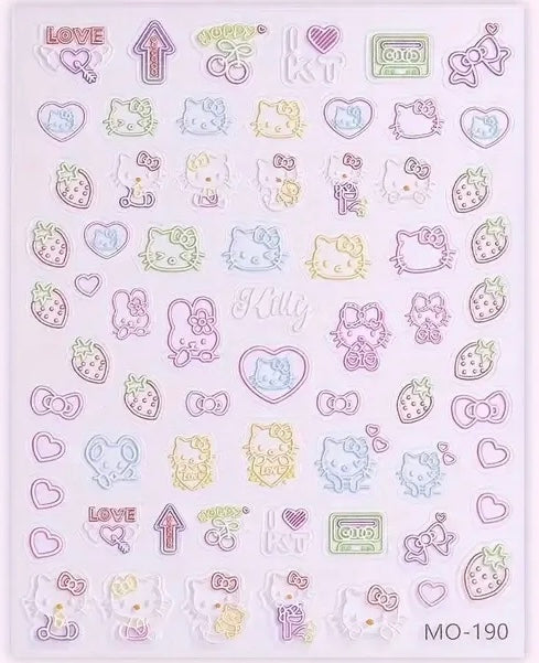 3D Embossed Sanrio Hello Kitty Assorted Designs Nail Art Stickers