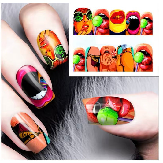 Pop Nail Art Stickers Full Wraps Water Transfer Nail(BN-359)