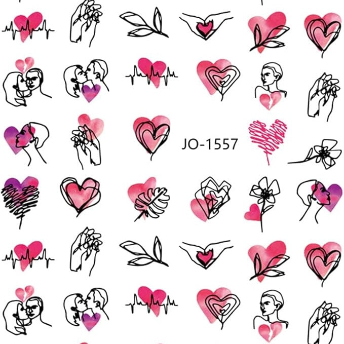 Nail Art Stickers Decals for Valentine's Day, DIY Self-Adhesive Love Nail Art Supplies for Women and Girls, Nail Sticker 3D Flower Romantic Valentines Day Nails Love Decals (Z-D5735)