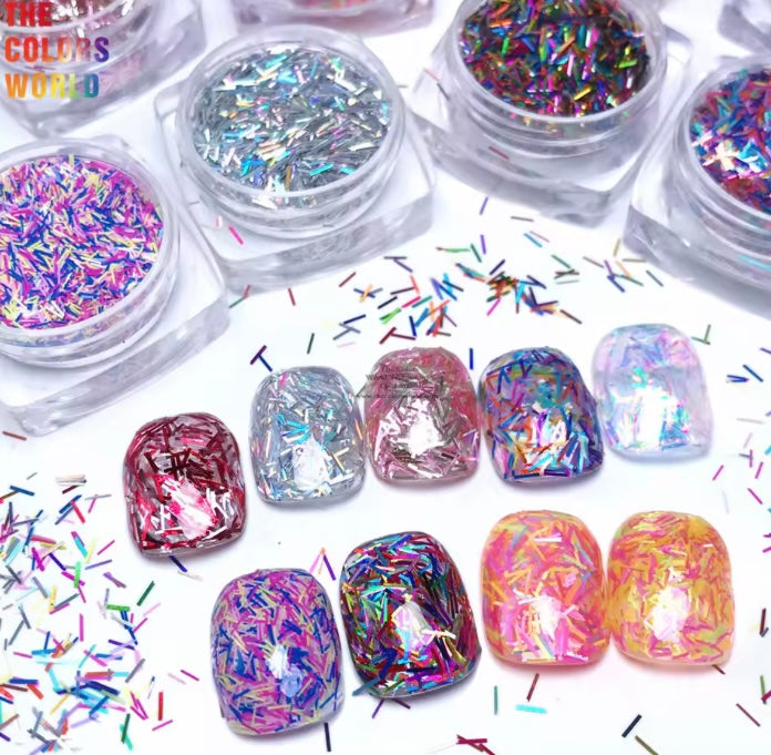 Nail Art Tinsel Glitter 12 jar/pack