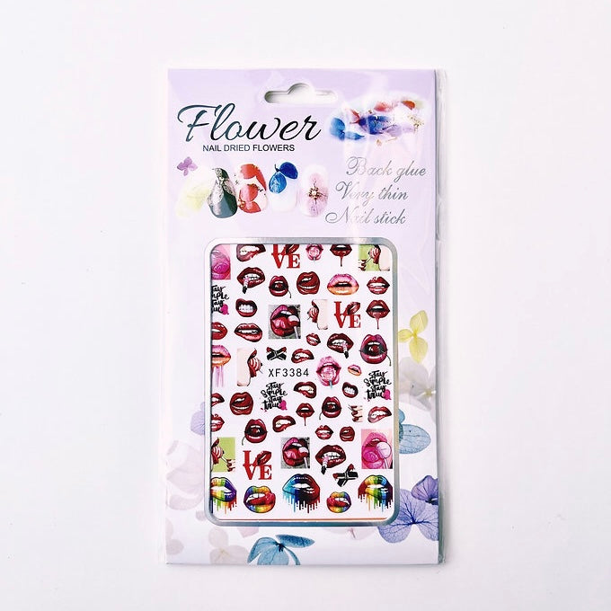 Lips and sexy girl stickers for nail art design (XF-3384)