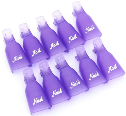Plastic Soak Off Gel Remover Finger Nail Clips (10pcs)