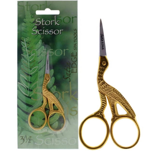 Satin Edge Stork Scissors - Gold , 3.5 Inch Scissors