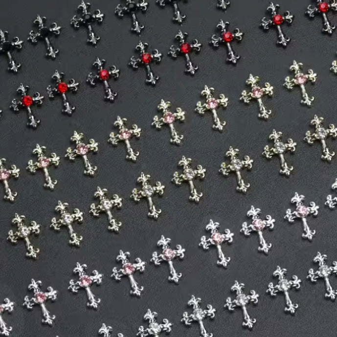 Halloween 1Box (60pcs) Alloy Cross Nail Drills Rhinestones & Alloy Nail Art Decorations DIY Nail Charms Nail Gems Nail Supplies