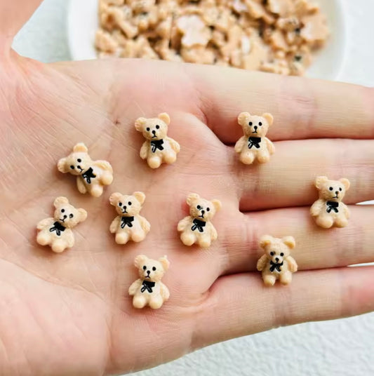 20 Pcs New Cartoon Coffee Color Little Bear Resin Flat Back DIY Bow Decor Manicure Accessories Crafts