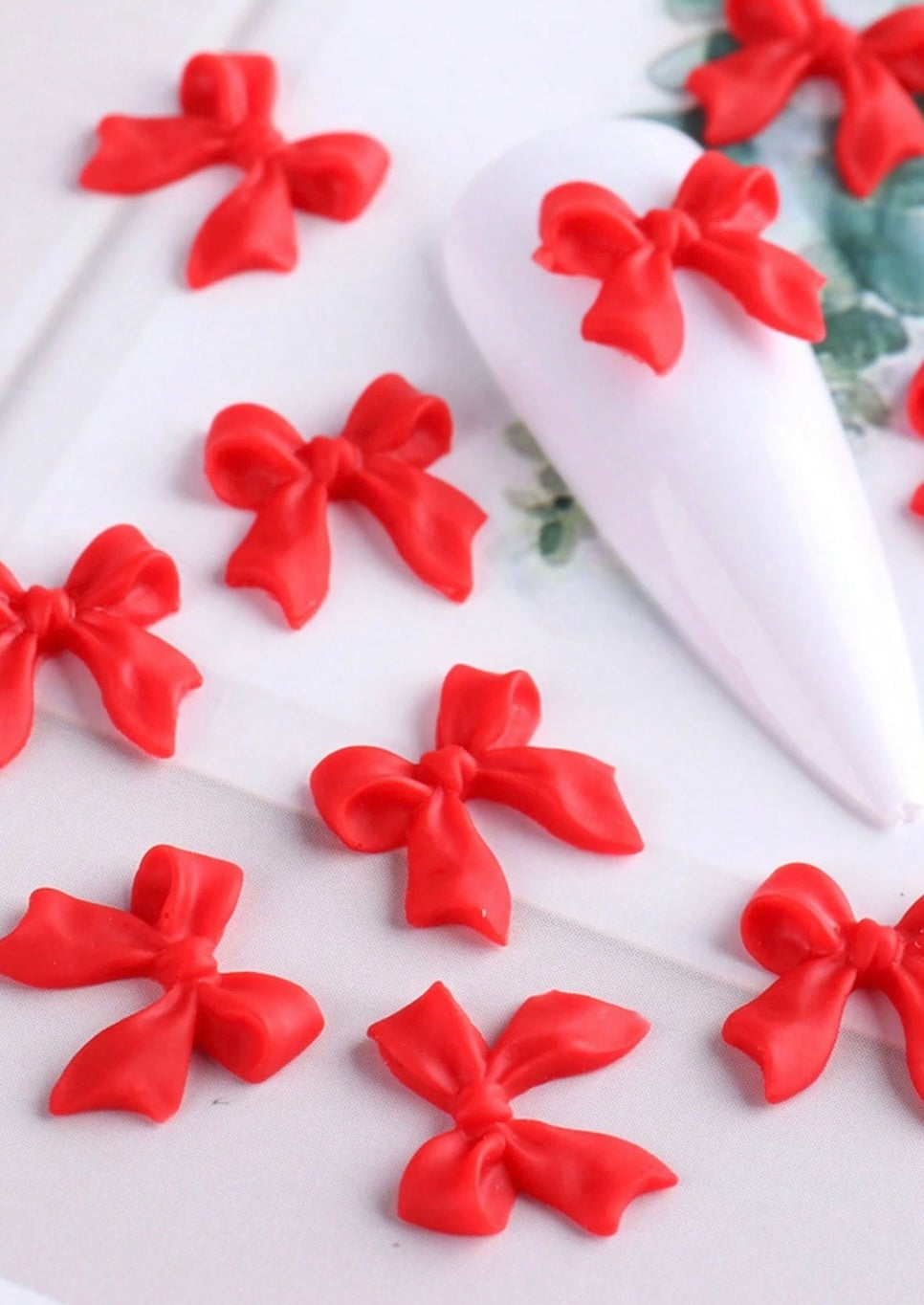 50 PCS Red Bow Ribbon Nail Charm 3D Ribbon Bow Mini charms