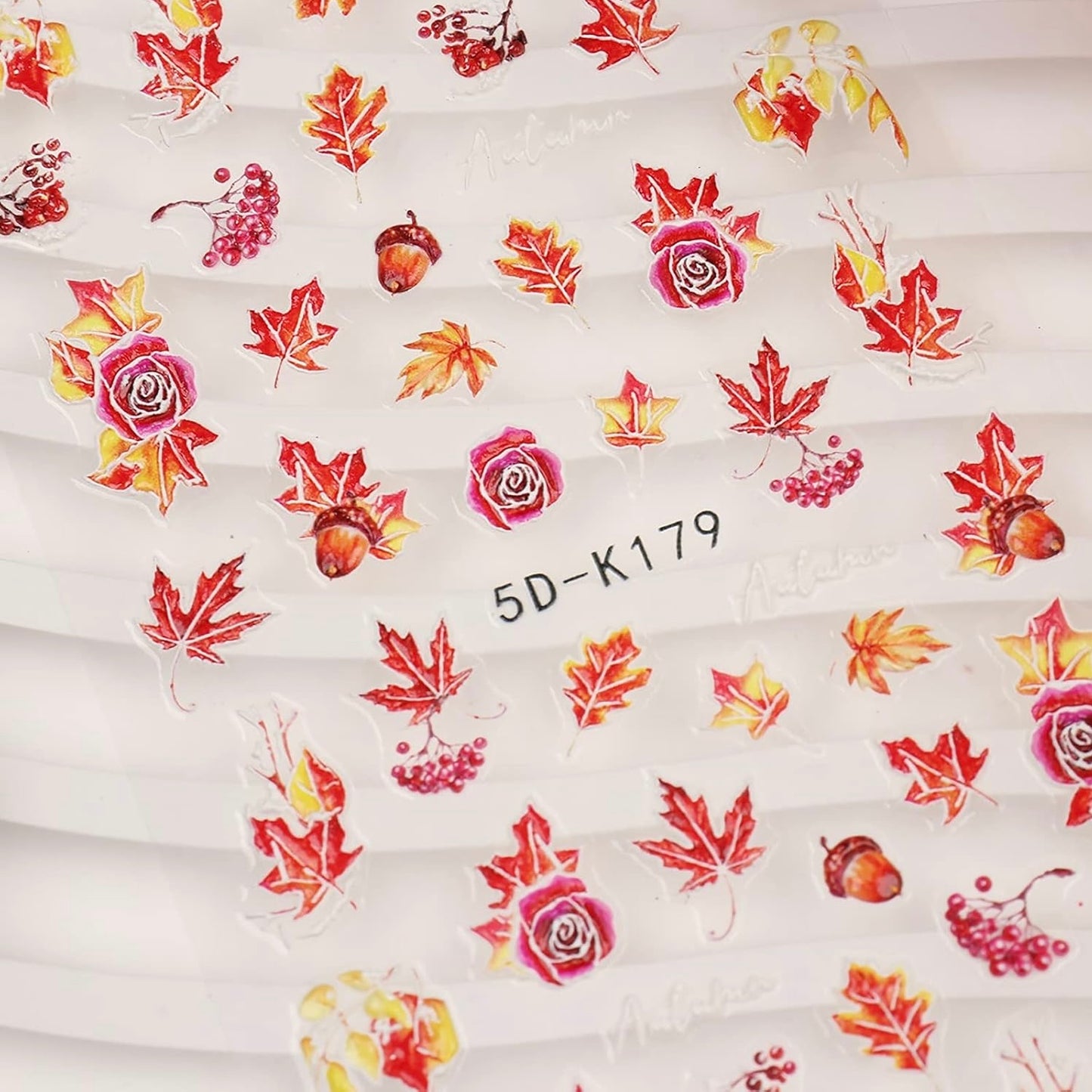 5D Fall Nail Stickers, Maple Leaves Nail Decals Embossed Autumn Nail Art Supplies Pumpkin Butterfly Rose Maple Leaf Nail Design Self Adhesive Nail Accessories Thanksgiving Day Nail Decoration (5D-K179)