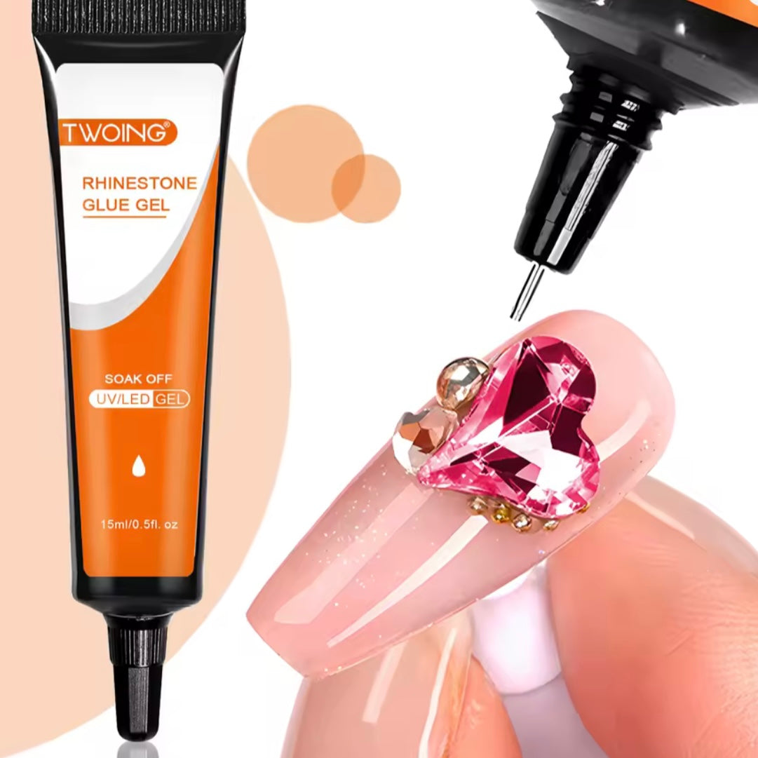 TWOING 15ml Nail Rhinestone Glue Gel Nail Glue for Nail Charm 3D Nails Bling Gel for Decoration Nails Gems Nail supplies