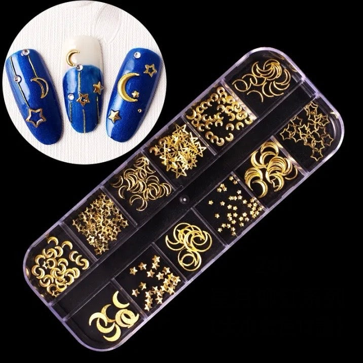 12 grids/box Nail Art Decorations Nail Rhinestones Mixed Colors AB Crystal Strass 3D Charm Gems, mix Pearls,Rivet,Shells shards,Shapes,Nails Tips