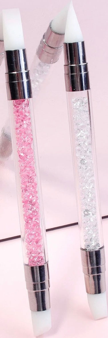 Nail Art Acrylic Pen Brushes Set,5Pcs Silicone Nail Art Acrylic Pen Brushes, Rhinestone Handle Double-Ended