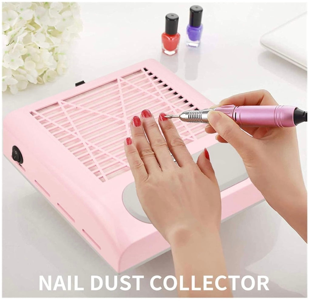 80W Strong Fan Nail Dust Collector Nail Dust Vacuum Cleaner Nail Polish Dust Suction Nail Art Salon Manicure Pedicure Machine (Pink)
