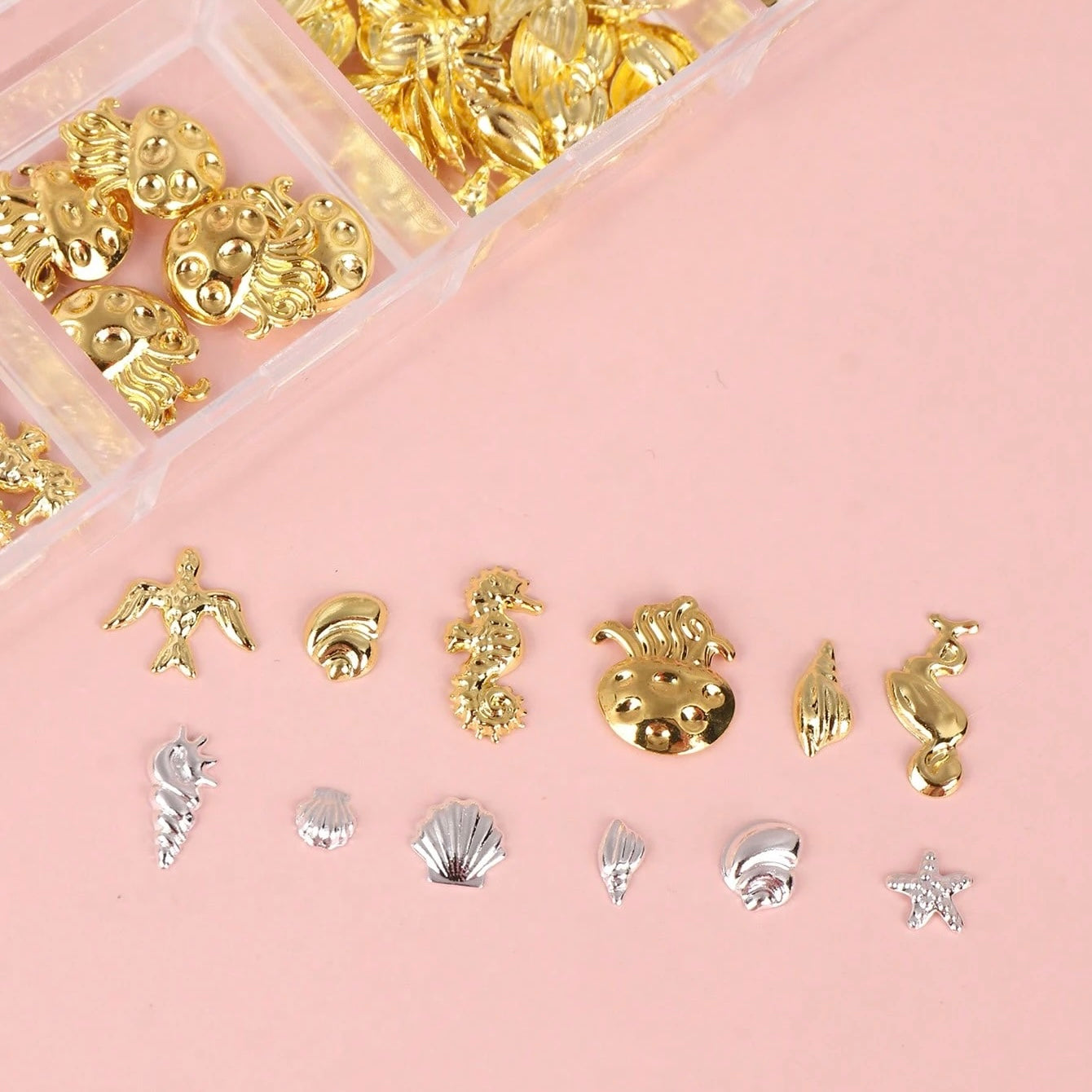 12 grids/box Nail Art Decorations Nail Rhinestones Mixed Colors AB Crystal Strass 3D Charm Gems, mix Pearls,Rivet,Shells shards,Shapes,Nails Tips