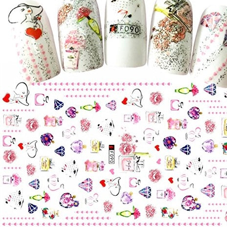 Diamond Jewelry Perfume Bottles Nail Art Water Transfer Decals (Z-D5737)