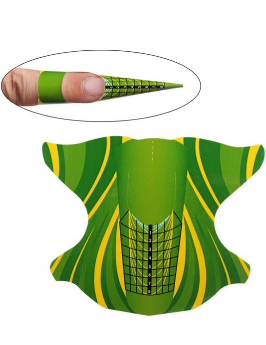 100 pcs Nail Art Acrylic Tip Guide Gel Extension Nail Polish Styling Tools Curl Forms for Nails Care (B-Green)
