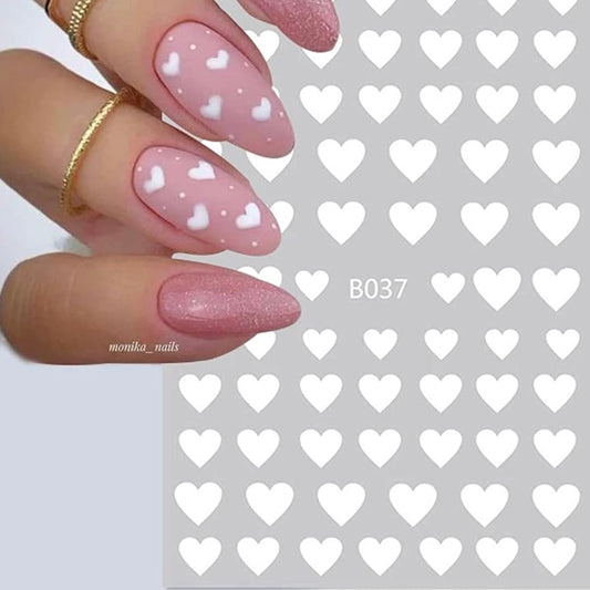 Heart Nail Art Stickers (Colors-White,Blue,Red,Black,Sliver,Pink,Gold,Rose gold,Rainbow, Holographic Gold)(B-037)